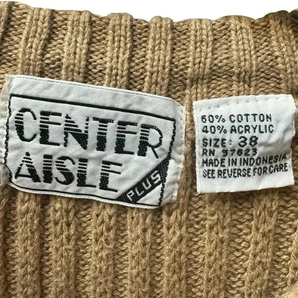 Center Isle Women's size 38 Beige Pullover Sweater Crew Neck Casual Fall - Picture 4 of 5
